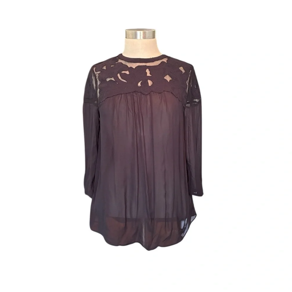 Anthropologie black sheer blouse